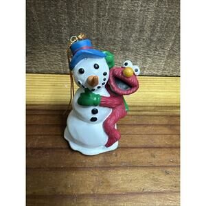 Muppets ELMO Hugging Snowman Christmas Ornament Plastic PVC 3"